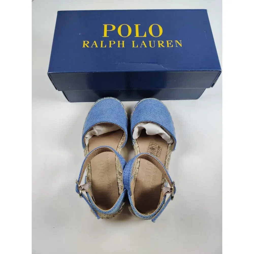 Polo Ralph Lauren Toddler Espadrille Blue Holbrook Girl's Size 8 Canvas Sandals